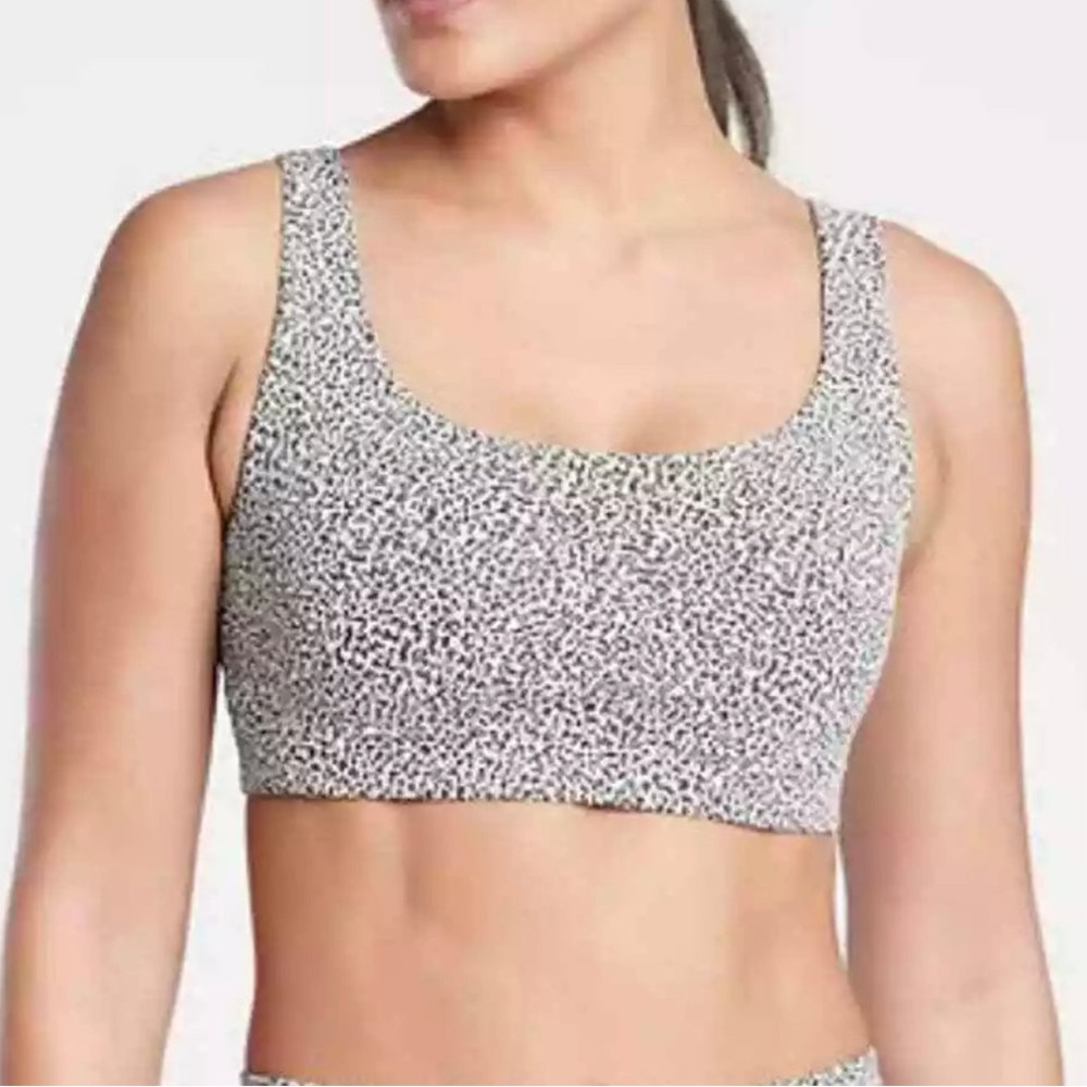 Athleta Exhale Black & White spotted sports bra | Size Small printed bra